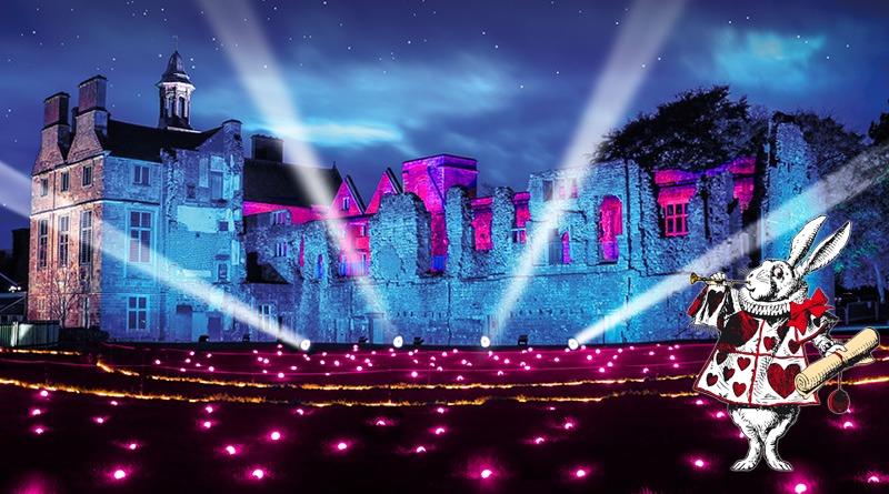 Rufford Abbey lit up for the Spectacle of Light event